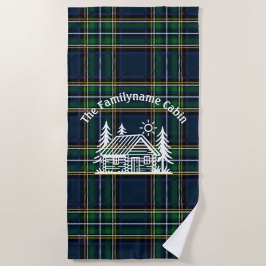 Aangepaste Rustieke Familie Cabin Strandlaken (Voorkant)