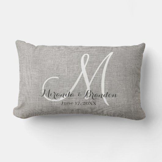 Aangepaste Rustieke Grijze Burlap Print Jubileum K Kussen (Voorkant)