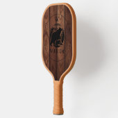Aangepaste Rustieke Houten Textuur & Beer Monogram Pickleball Paddle (Links)