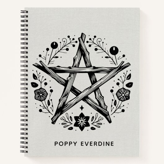 Aangepaste Rustieke Houten Twig Star Pentacle Wicc Notitieboek (Voorkant)