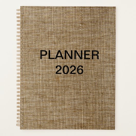 Aangepaste Rustieke Jute Natuur 2026 Planner (Voorkant)