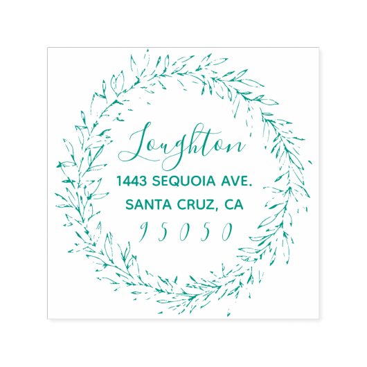 Aangepaste rustieke krans & schattig script retour zelfinktende stempel (Design)