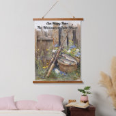 Aangepaste rustieke Lake House Gevist Cabin Hangend Wandkleed (Slaapkamer)