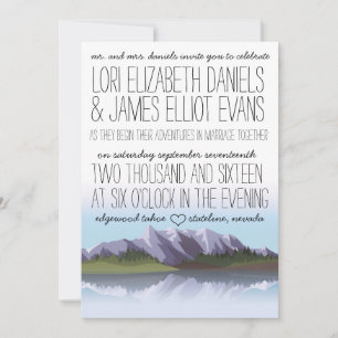 Aangepaste rustieke Lake & Mountain bruiloft uitno Kaart