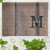 Aangepaste Rustieke Land Monogram Script Naam Theedoek (Gevouwen)