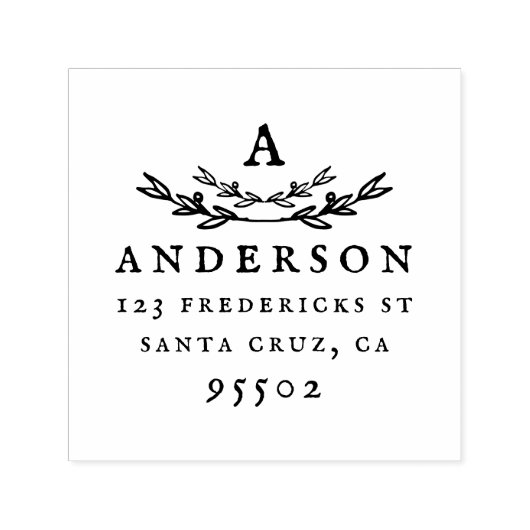 Aangepaste rustieke Monogram Achternaam Retouradre Zelfinktende Stempel (Design)