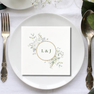 Aangepaste Rustieke Monogram Greenery Initialen br Servet