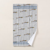Aangepaste Rustieke Nautische Blauwe Zalm Grijs Ho Bad Handdoek (Handdoek)