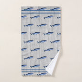 Aangepaste Rustieke Nautische Haai Blauw Grijs Hou Bad Handdoek (Handdoek)