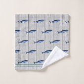 Aangepaste Rustieke Nautische Haai Blauw Grijs Hou Bad Handdoek (Wasdoekje)