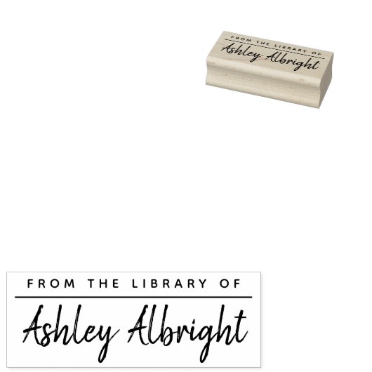 Aangepaste rustieke penseelscript "uit de biblioth 	rubberstempel (Gestempeld)