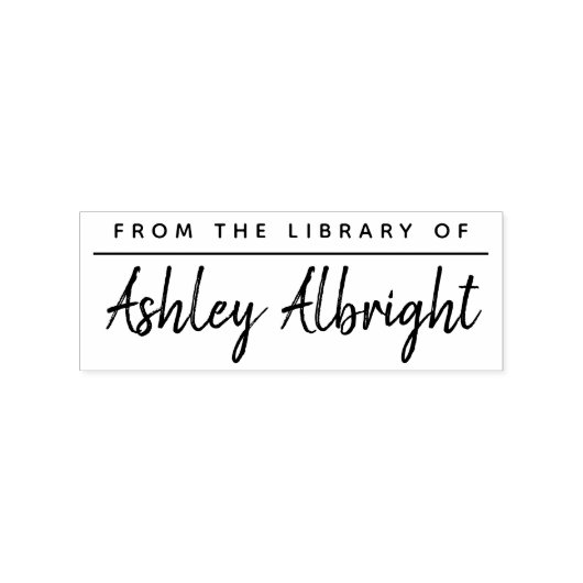 Aangepaste rustieke penseelscript "uit de biblioth 	rubberstempel (Afrduk)