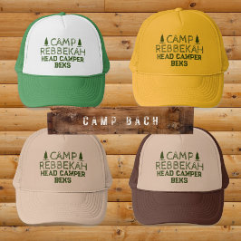 Aangepaste Rustieke Retro Camp Bachelorette Groen Trucker Pet