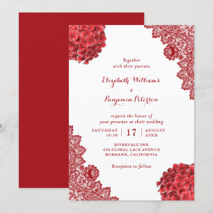 Aangepaste Rustieke Rode Hortensia Bloemsluiers Br Kaart