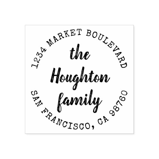 Aangepaste rustieke script familienaam retouradres 	rubberstempel (Afrduk)