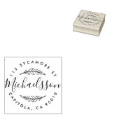 Aangepaste rustieke Script Laurel krans retour adr Rubberstempel (Gestempeld)