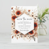 Aangepaste rustieke terracotta bruiloft save the date (Staand voorkant)