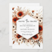 Aangepaste rustieke terracotta bruiloft save the date (Voorkant / Achterkant)