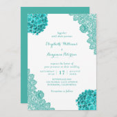 Aangepaste Rustieke Turquoise Hydrangea Lace Weddi Kaart (Voorkant / Achterkant)