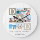 Aangepaste rustieke Vaderdag foto wandklok Grote Klok (Voorkant)