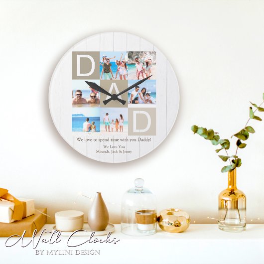 Aangepaste rustieke Vaderdag foto wandklok Grote Klok
