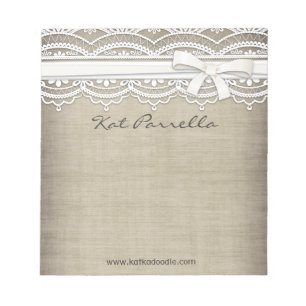 Aangepaste Rustige Lace & Burlap-laptop Notitieblok