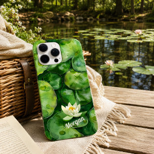 Aangepaste rustige Waterverf vijver Lotus Art Gi iPhone 15 Pro Max Hoesje