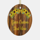 Aangepaste Rustige Wood - Zonnebloem - tekst Keramisch Ornament (Rechts)