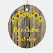 Aangepaste Rustige Wood - Zonnebloem - tekst Keramisch Ornament (Links)