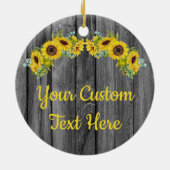 Aangepaste Rustige Wood - Zonnebloem - tekstkaart Keramisch Ornament (Achterkant)