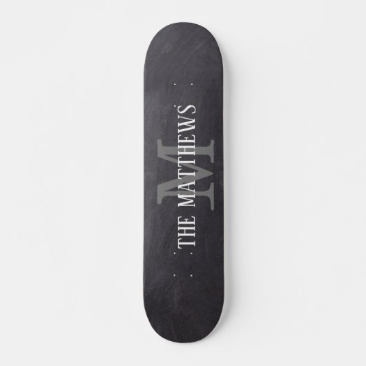 Aangepaste Rustige zwarte-alkbordmonogram Skateboard (Voorkant)