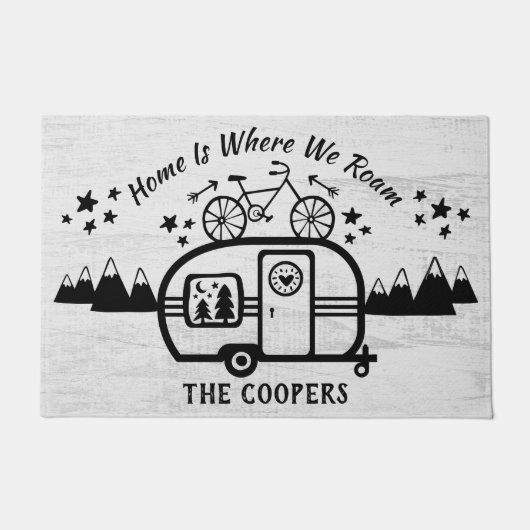 Aangepaste Rustische Camping Trailer Rv Lifestyle Deurmat (Voorkant)