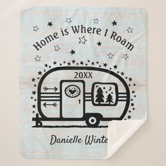 Aangepaste Rustische Camping Trailer Rv Lifestyle Sherpa Deken (Voorkant)