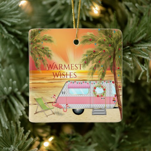 Aangepaste RV Camper Beach kerst Keramisch Ornament (Boom)