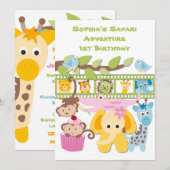 Aangepaste Safari Adventure Birthday Invitation Kaart (Voorkant / Achterkant)