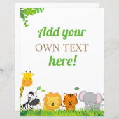 Aangepaste Safari Birthday Party Sign (Voorkant / Achterkant)