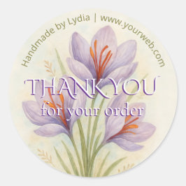 Aangepaste Saffraan Waterverf Dank u Ronde Sticker