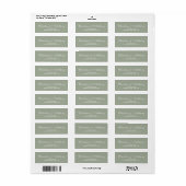 Aangepaste Sage Bruiloft Monogram Retouradres Labe Etiket (Full Sheet)
