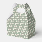 Aangepaste Sage Green 70s Retro Leaf Patroon Bedankdoosjes (Achterkant)