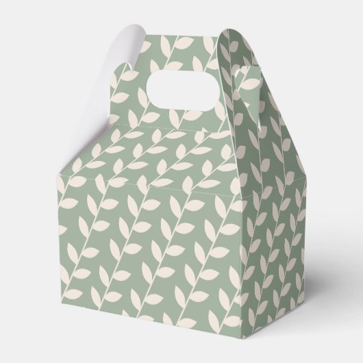 Aangepaste Sage Green 70s Retro Leaf Patroon Bedankdoosjes (Achterkant)