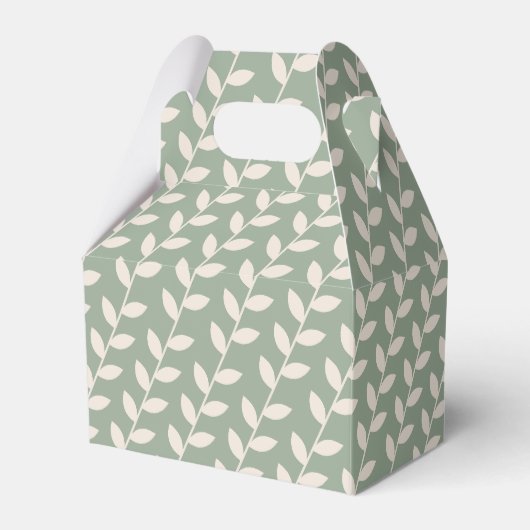 Aangepaste Sage Green 70s Retro Leaf Patroon Bedankdoosjes (Voorkant Zijde)