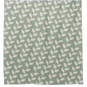 Aangepaste Sage Green 70s Retro Leaf Patroon Douchegordijn (Voorkant)