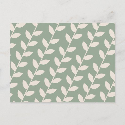 Aangepaste Sage Green 70s Retro Leaf Patroon Feestdagenkaart (Voorkant)