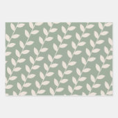 Aangepaste Sage Green 70s Retro Leaf Patroon Inpakpapier Vel (Voorkant 3)