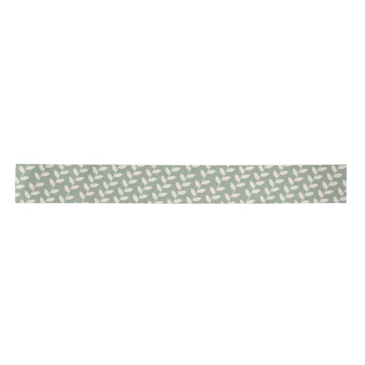 Aangepaste Sage Green 70s Retro Leaf Patroon Lint (Voorkant)