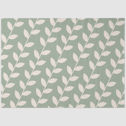 Aangepaste Sage Green 70s Retro Leaf Patroon Tissuepapier (Voorkant)