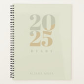 Aangepaste Sage Green Minimal 2025 Kalender Planne Planner (Voorkant)