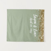 Aangepaste Sage Groen Goud Trouwbooth Prop Wandkleed (Voorkant (horizontaal))