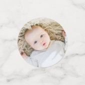 Aangepaste Sage Groene Baby Boy Foto 2e Verjaardag Confetti (Kleine voorkant)