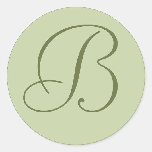 Aangepaste Sage Groene Monogrammed Envelop Afdicht Ronde Sticker (Voorkant)